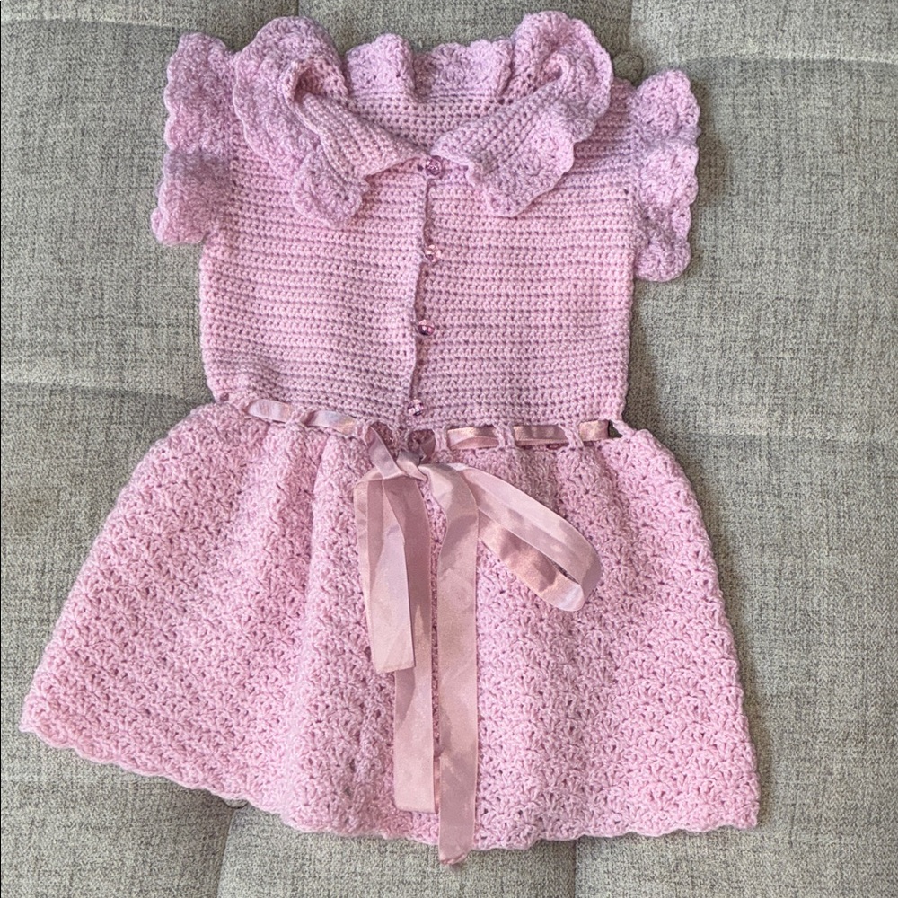 Charming Pink Crochet Kids Dress Perfect for Easter or Dressup